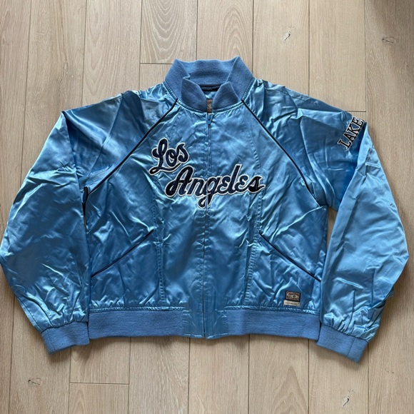 Hardwood Classic Jackets & Blazers - Vintage Hardwood Classics Los Angeles LAKERS G-III Satin Jacket Women’s XL
